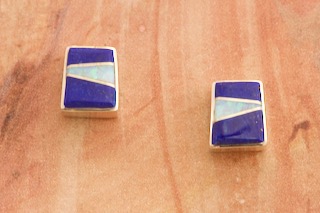 Calvin Begay Genuine Blue Lapis Sterling Silver Post Earrings